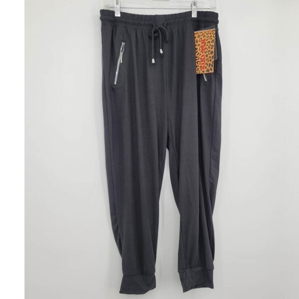 Women's Plus Bae City Blk Joggers Zip Pockets Sz 1X Goth Biker Moto Athletic Y2K - Picture 5 of 9